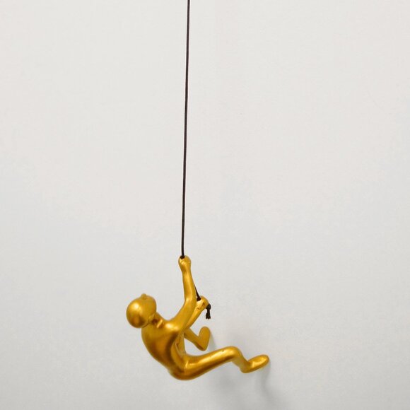Climbing Man Home Decor Classic Wall-Art Sculpture | 1-Piece | Gold - Picture 2 of 5